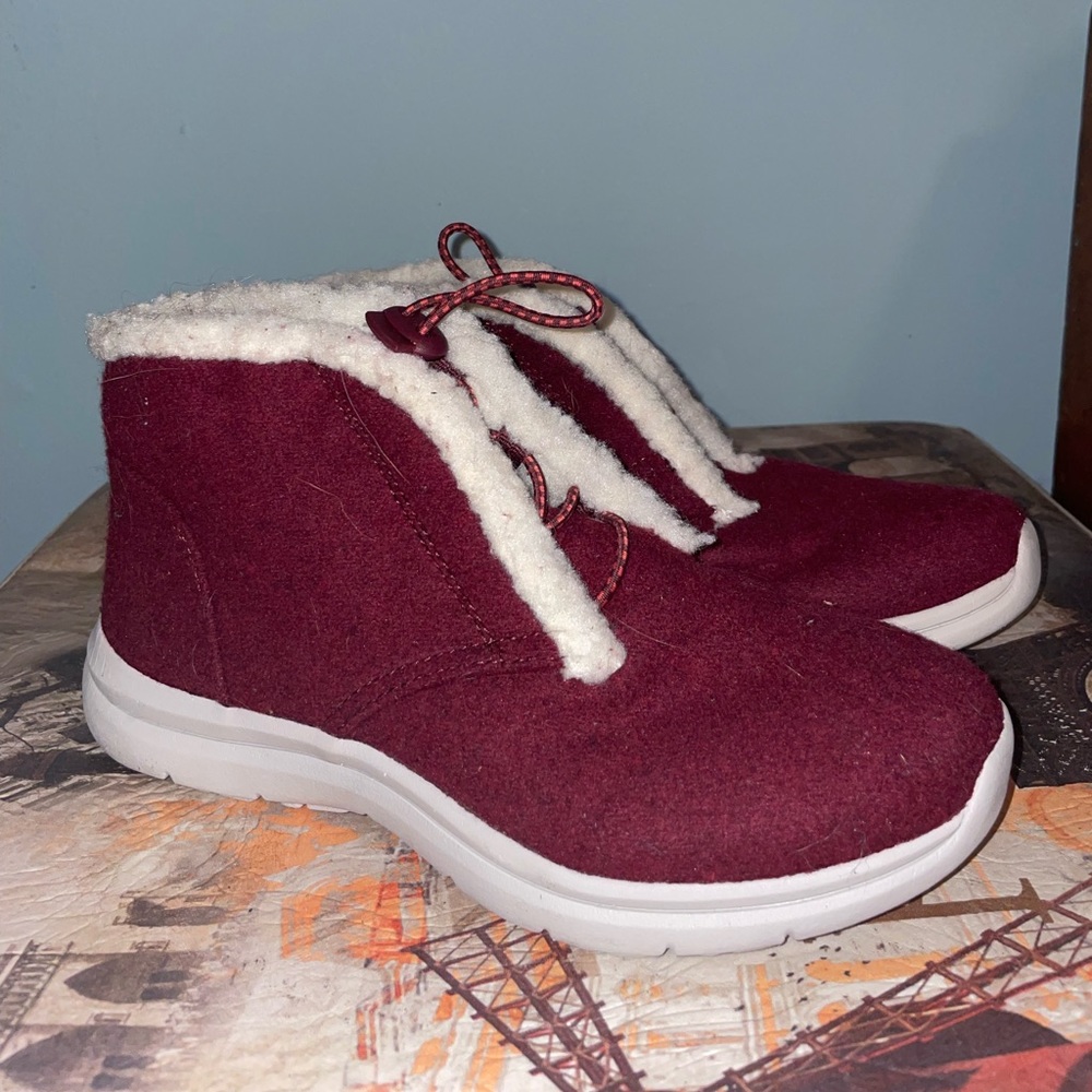Red Fur lined ankle booties